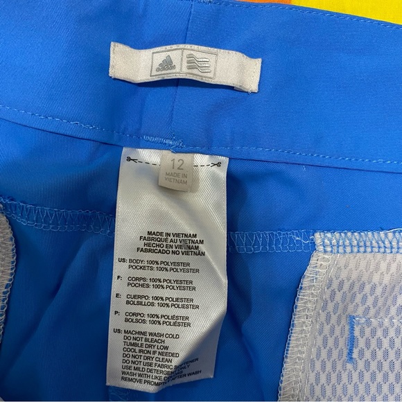 Adidas Stretchy Golf Blue Essentials 7" Flat Front Shorts Women's 12 Athletic - Picture 8 of 13